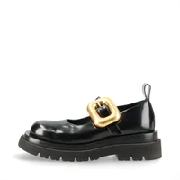 ボッテガヴェネタ ラグ レザー レザーシューズ 36 レディース ブラック メリージェーンバックル