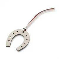 エルメス パドックシュバル チャーム レザー グレー×ブラウン シューホース