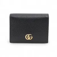 グッチ ダブルG 456126 レザー コンパクトウォレット ブラック