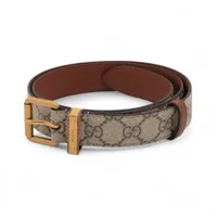 グッチ GGスプリーム ベルト 85 PVC×レザー ベージュ 822150