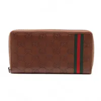 グッチ グッチシマ 308009 レザー ラウンドジップウォレット ブラウン