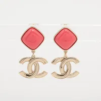 シャネル ココマーク A22S ピアス(両耳用) GP ゴールド×ピンク