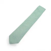 エルメス Hロゴ ネクタイ シルク グリーン×ブルー