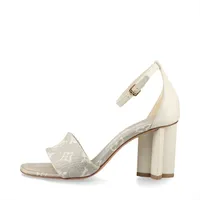 ヴィトン シルエットライン 22年 レザー×ファブリック サンダル 35 1/2 レディース グレー LW1222 モノグラム