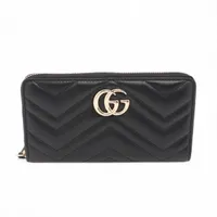 グッチ GGマーモント 443123 レザー ラウンドジップウォレット ブラック