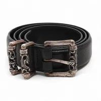 クロムハーツ 3PCローラー ベルト レザー×925 1.5 サイズ38 ブラック×シルバー