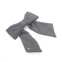 エルメス カルマツイル バレッタ ラムスキン グレー ノワール リボン