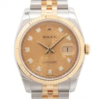 ロレックス デイトジャスト36 116233G SS×YG SS×YG AT シャンパン 彫りコンピューター文字盤