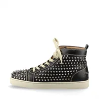 クリスチャンルブタン ルイスフラット レザー ハイカットスニーカー 42 メンズ ブラック スパイクスタッズ ライニングスレ有