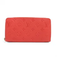 ヴィトン モノグラムアンプラント ポルトフォイユクレマンス M60737 レッド ラウンドジップウォレット