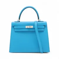 エルメス ケリー25 セリエ ヴォーエプソン ブルーフリーダ シルバー金具 Y:2020年