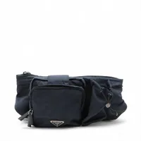 プラダ テスート ナイロンxレザー ボディバッグ ネイビー