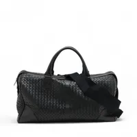 ボッテガヴェネタ イントレチャート レザー 2WAYボストンバッグ ブラック ショルダーストラップ×2