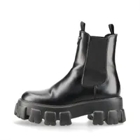 プラダ モノリス レザー サイドゴアブーツ 36 1/2 レディース ブラック 256トライアングルロゴ