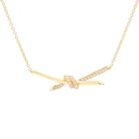 ティファニー ノット ダイヤ ネックレス 750(YG) 7.6g d0.25
