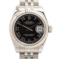 ロレックス レディ デイトジャスト 179174 SS×WG SS AT ブラック文字盤