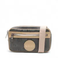 グッチ オフザグリッド ナイロンxレザー ボディバッグ グレーxベージュ 631341
