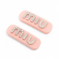 ミュウミュウ ロゴ ヘアクリップ GP×レジン×ラインストーン ピンク×シルバー 2個セット