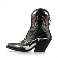 バーバリー レザー ブーツ 39 レディース ブラック×レッド ウエスタンブーツ