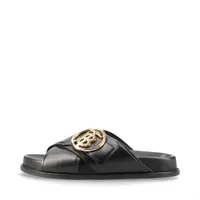 バーバリー レザー サンダル 39 ユニセックス ブラック メタルロゴバックル クロスストラップ