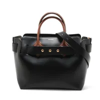 バーバリー ベルトバッグ レザー 2WAYトートバッグ ブラックxブラウン