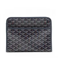 ゴヤール ジュバンスMM PVCxレザー クラッチバッグ ネイビー