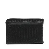 ボッテガヴェネタ イントレチャート レザー クラッチバッグ ブラック