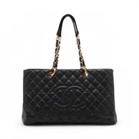 シャネル GST キャビアスキン チェーントートバッグ ブラック ゴールド金具 17番台