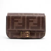 フェンディ ズッカ ナノバケット 7AR844 PVC×レザー ショルダーポーチ ブラウン