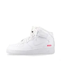 ナイキ×シュプリーム AIR FORCE 1 MID SP レザー ハイカットスニーカー 26cm メンズ ホワイト FZ8784-100 ベルクロストラップ 替えヒモ有