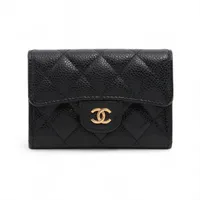シャネル マトラッセ キャビアスキン カードケース ブラック ゴールド金具 28番台