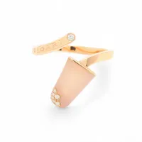 ブルガリ ジェラーティ ピンクオパール ダイヤ リング 750(PG) 4.3g 57 石小傷 小カケ 歪み