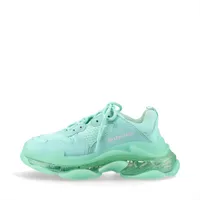 バレンシアガ トリプルS フェイクレザー×メッシュ スニーカー 25cm ユニセックス ミントグリーン 544351