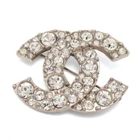 シャネル ココマーク D11V ブローチ GP×ラインストーン シルバー