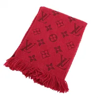 ヴィトン 413287 エシャルプ ロゴマニア マフラー ウール×シルク レッド