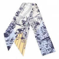 エルメス ツイリー スカーフ シルク ベージュ×ブルー A LOMBRE DES BOULEVARDS