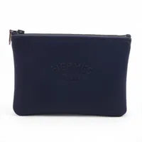 エルメス トゥルース フラットPMネオバン ポリアミド ポーチ ネイビー シルバー金具