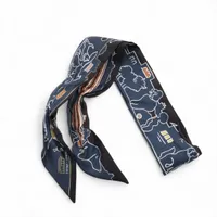 エルメス ツイリー Les Chiens Parisiens パリジャンの犬 スカーフ シルク ネイビー