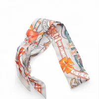 エルメス ツイリー HARNAIS DE COEUR アルネドゥクール スカーフ シルク グレー×オレンジ