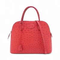 エルメス ボリード31 オーストリッチ ルージュヴィフ シルバー金具 □I:2005年