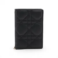 ディオール レディディオール カナージュ レザー カードケース ブラック