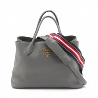 プラダ ヴィッテロダイノ レザー 2WAYトートバッグ グレー 1BA579