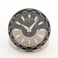 グッチ SS QZ グレー文字盤 テーブルクロック 210 アラーム不良 スタンド不良
