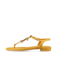 シャネル ココマーク マトラッセ レザー サンダル 38.5C レディース イエロー G45004 グリポア ビジュー フェイクパール ストラップ 箱あり