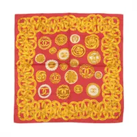 シャネル ココマーク スカーフ シルク レッド