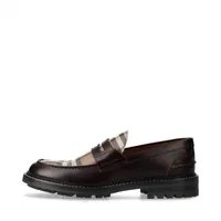 バーバリー レザー ローファー 40 ユニセックス ブラウン×ベージュ 8062439 ノバチェック コインローファー ラバーソール 箱 保存袋あり