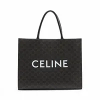 セリーヌ トリオンフ ホリゾンタルカバ PVCxレザー トートバッグ ブラック