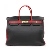 エルメス バーキン40 ルトゥルネ トリヨンクレマンス ブラックxルージュカザック ゴールド金具 D:2019年 パーソナルオーダー