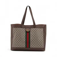 グッチ GGスプリーム オフィディア PVCxレザー トートバッグ ベージュ 547947