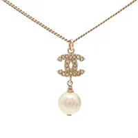 シャネル ココマーク B11P ネックレス GP×ラインストーン×フェイクパール ゴールド